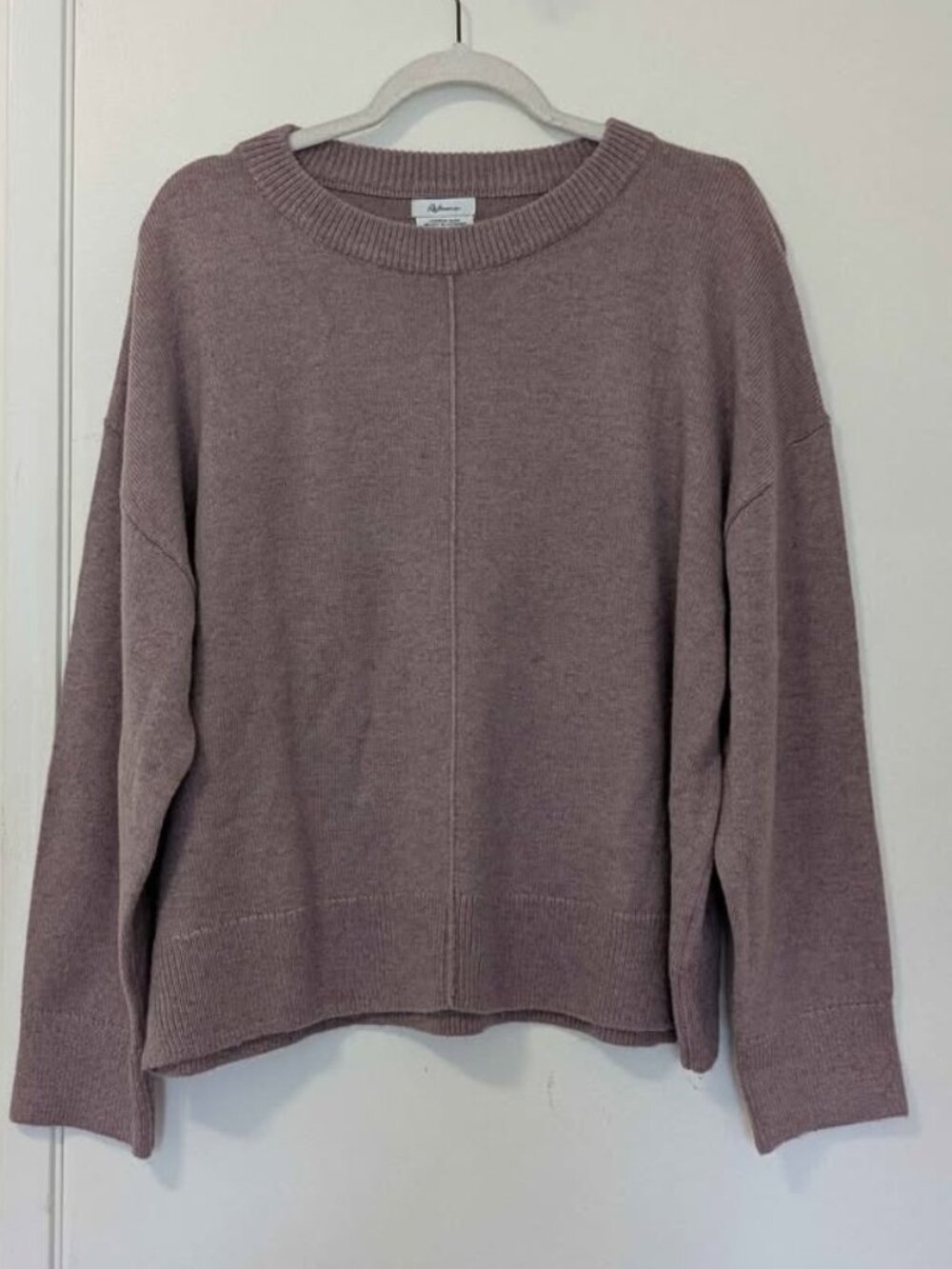 NWT Cashmere Blend Sweater XL Dusty Mauve Cozy Soft Crewneck Vertical Seam - Picture 2 of 8